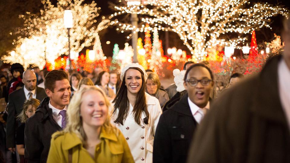 Image result for temple square christmas crowd
